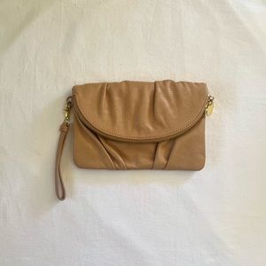 Beige Pleather Clutch
